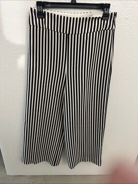 Express Black and White Vertical Stripe Wide-Leg Trousers